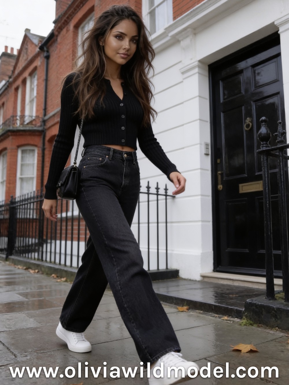 Cropped Cardigan, High-Waist Jeans: fall outfit by Olivia Wild