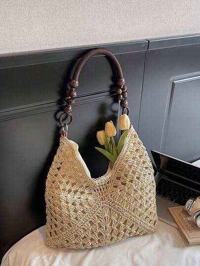 Straw hobo shoulder bag at SHEIN