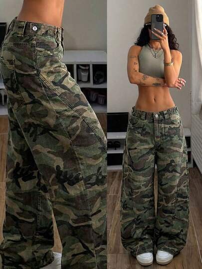 Grüne Camo-Cargohose bei SHEIN
