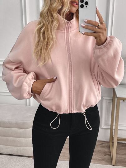 Rosa Fleece-Jacke bei SHEIN