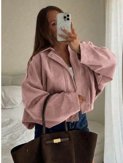 Rosa Wildleder-Bomber bei SHEIN