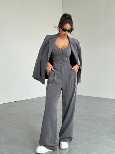 Graues Westen-Hosen-Set bei SHEIN