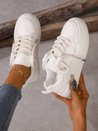White leather trainers at SHEIN