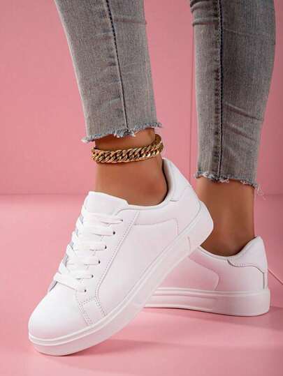White low-top sneakers at SHEIN